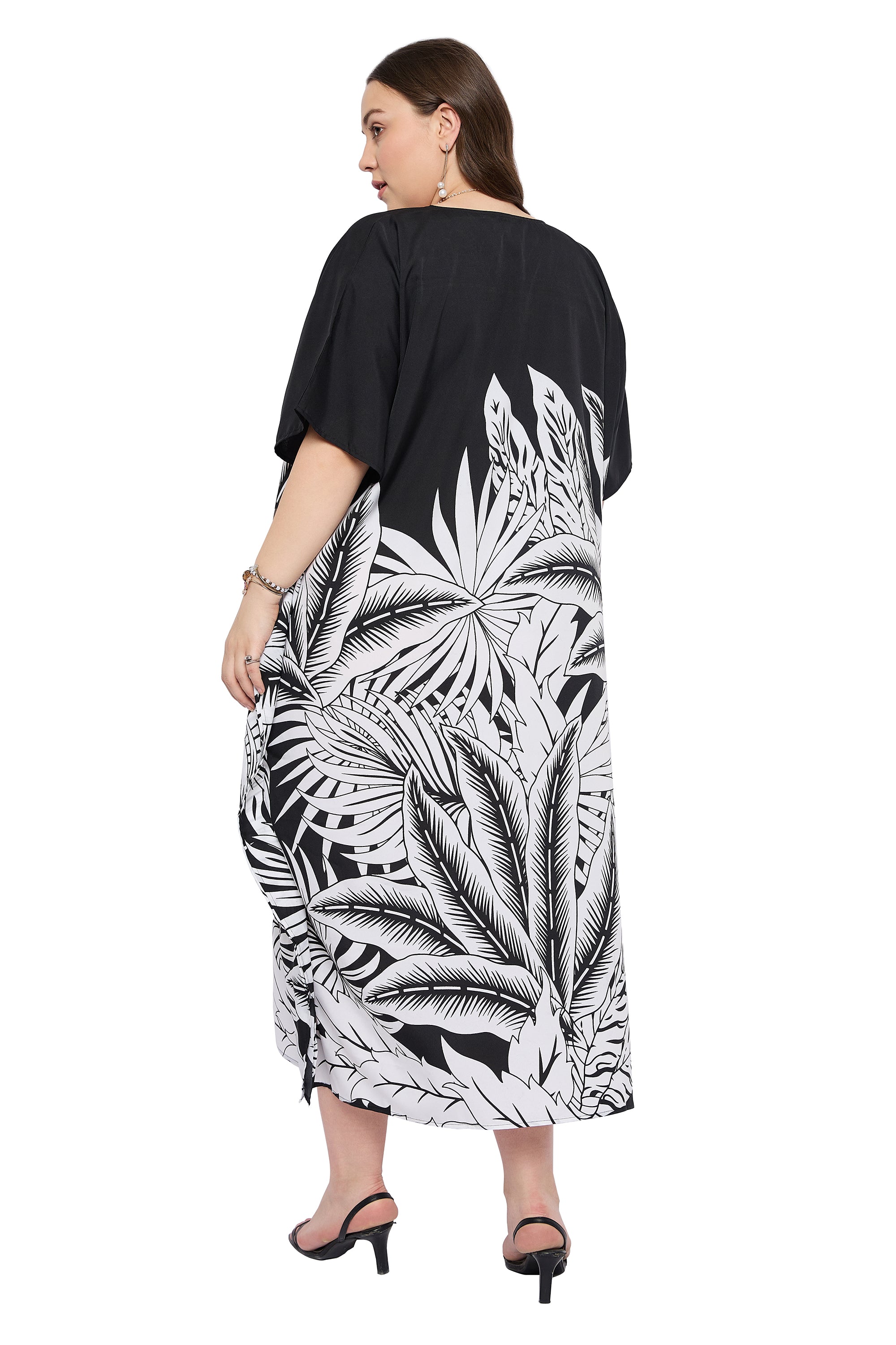 Black Tropical Elegant Plus Size kaftan dress for Women