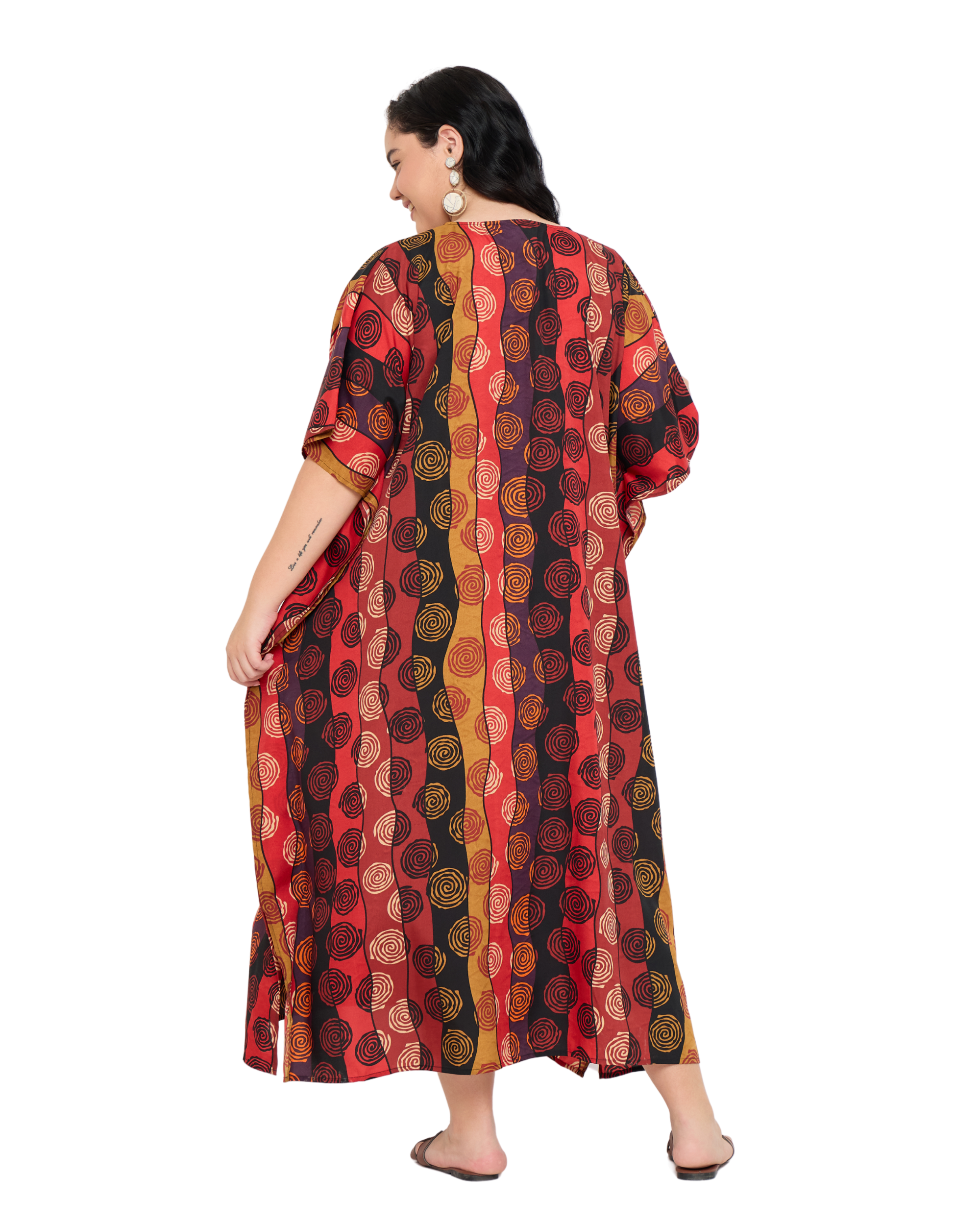 Multicolor Geometric Plus Size Caftan for Women Loungewear Dress
