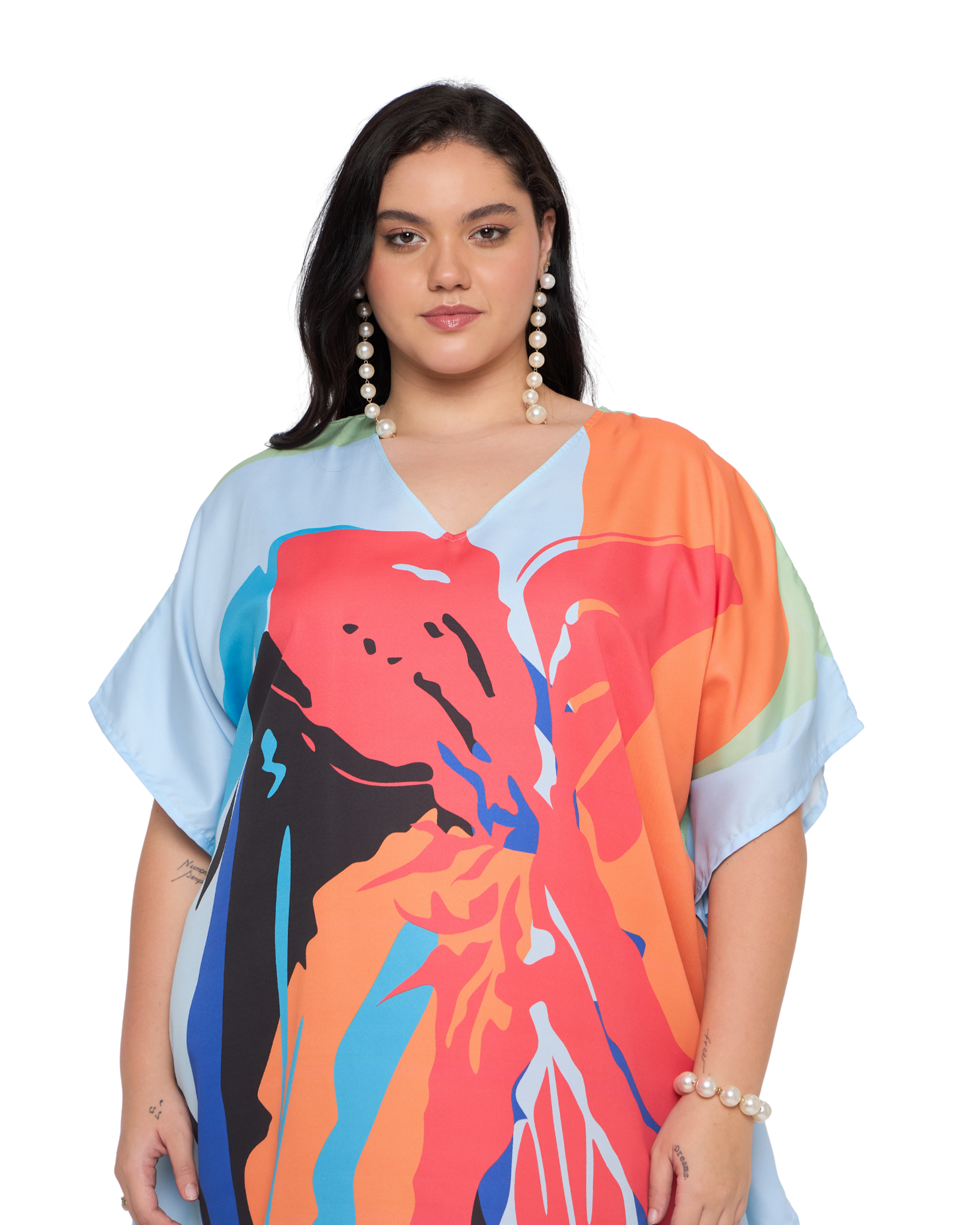 Striped Dusty Rose polyester Kaftan Dress for Women Plus Size