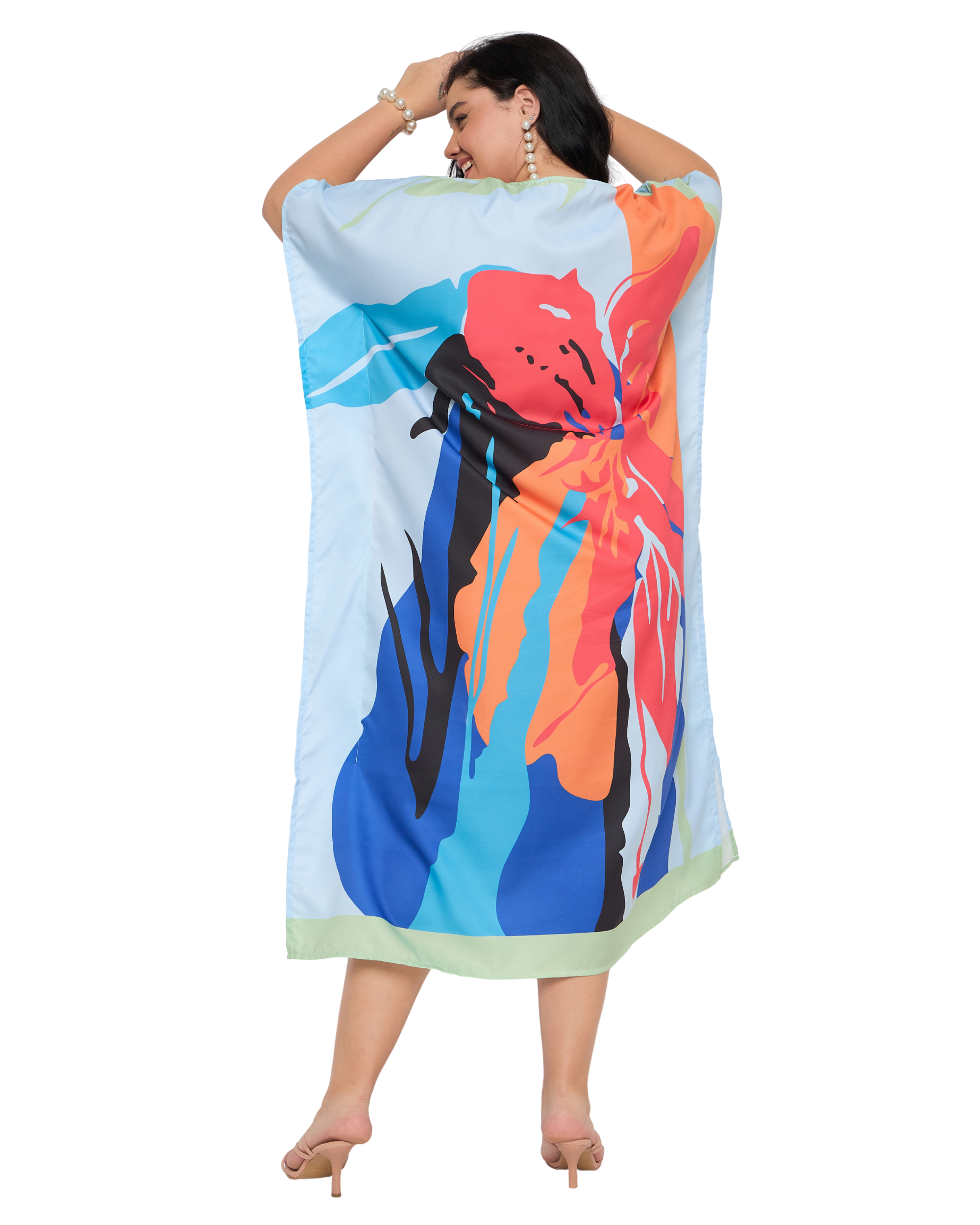 Striped Dusty Rose polyester Kaftan Dress for Women Plus Size