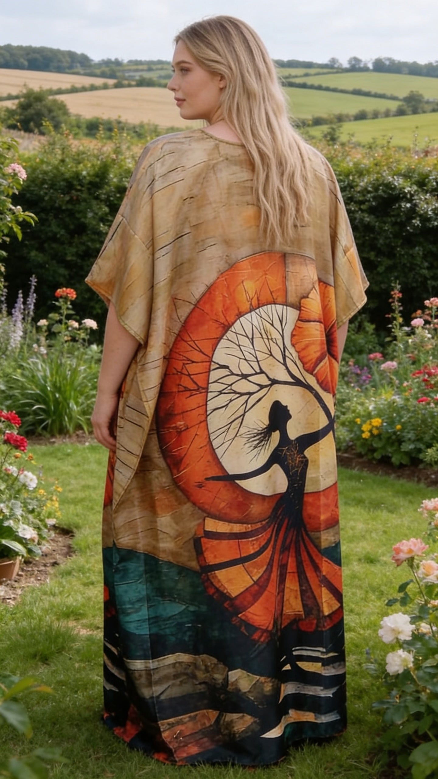 Beige Lady Polyester Women Plus Size Kaftan Beach Dress