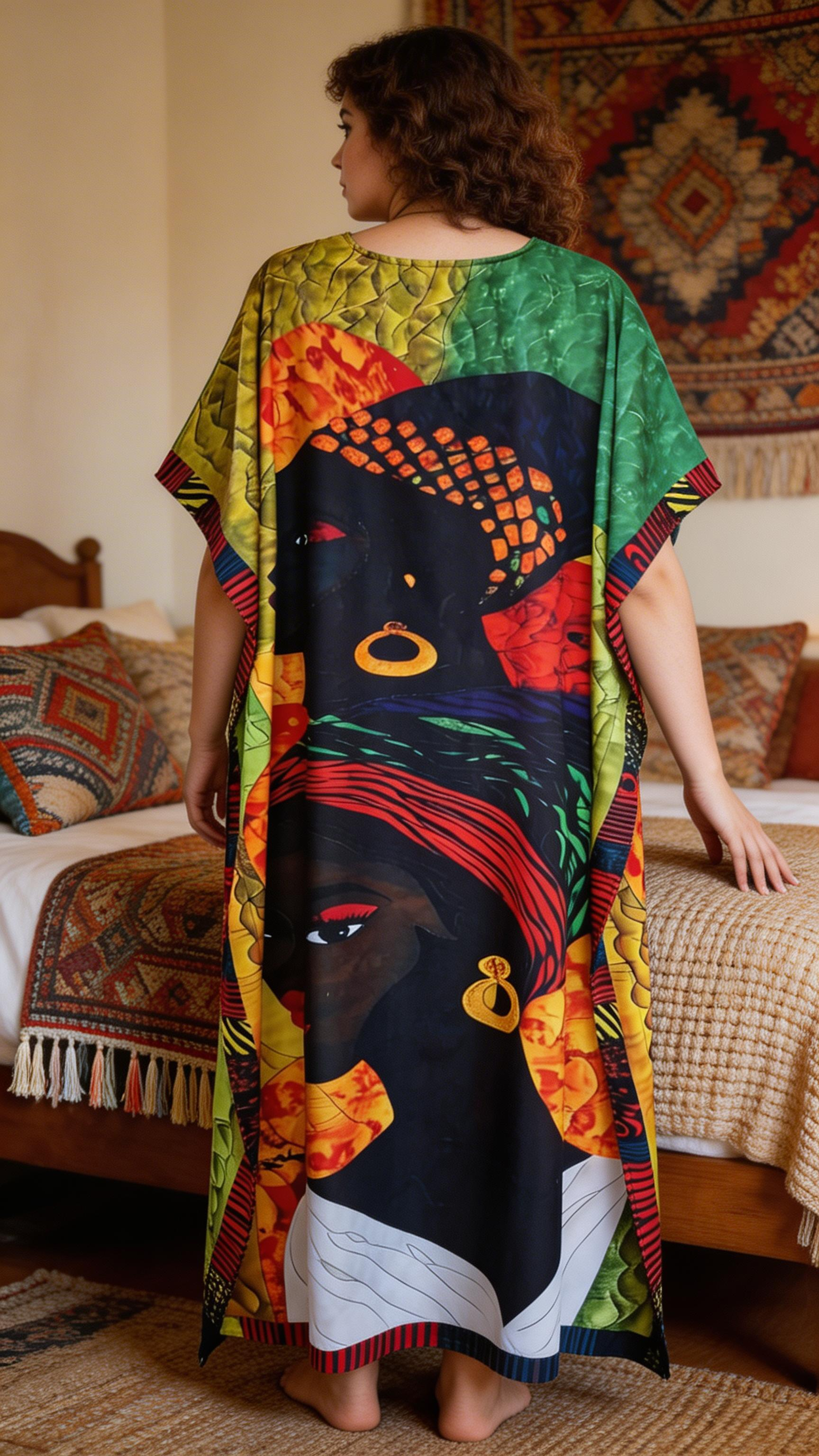 Black African Polyester Kaftan for Women Plus Size Party Dress