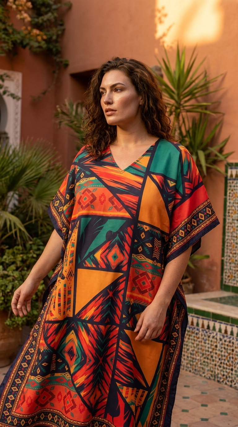Multicolor Boho Plus Size Kaftan for Women 1X-3X | GypsieBlu