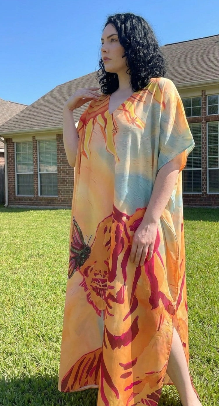 Peach Animal Plus Size Kaftan for Women — back view