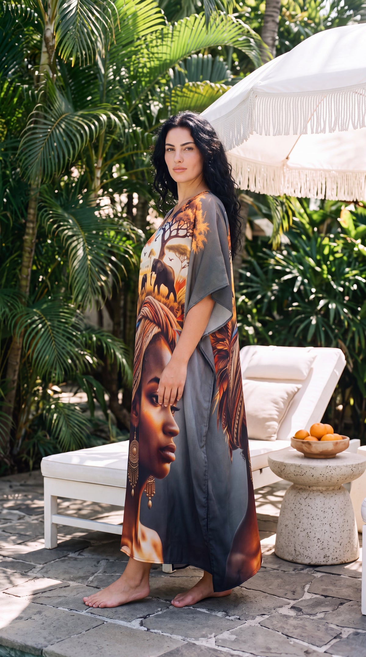 Gray Tribal Plus Size Kaftan for Women 1X-3X | GypsieBlu