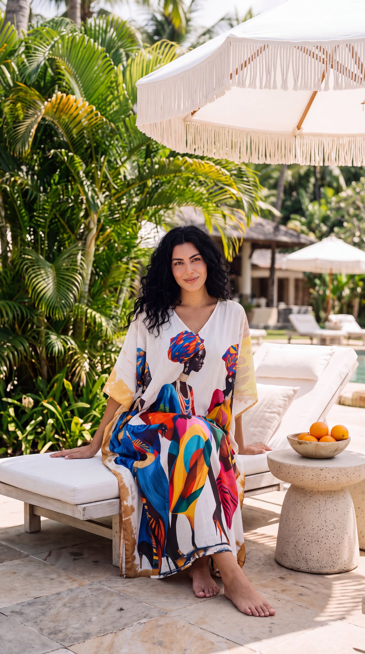 Cream Tribal Plus Size Kaftan for Women 1X-3X | GypsieBlu