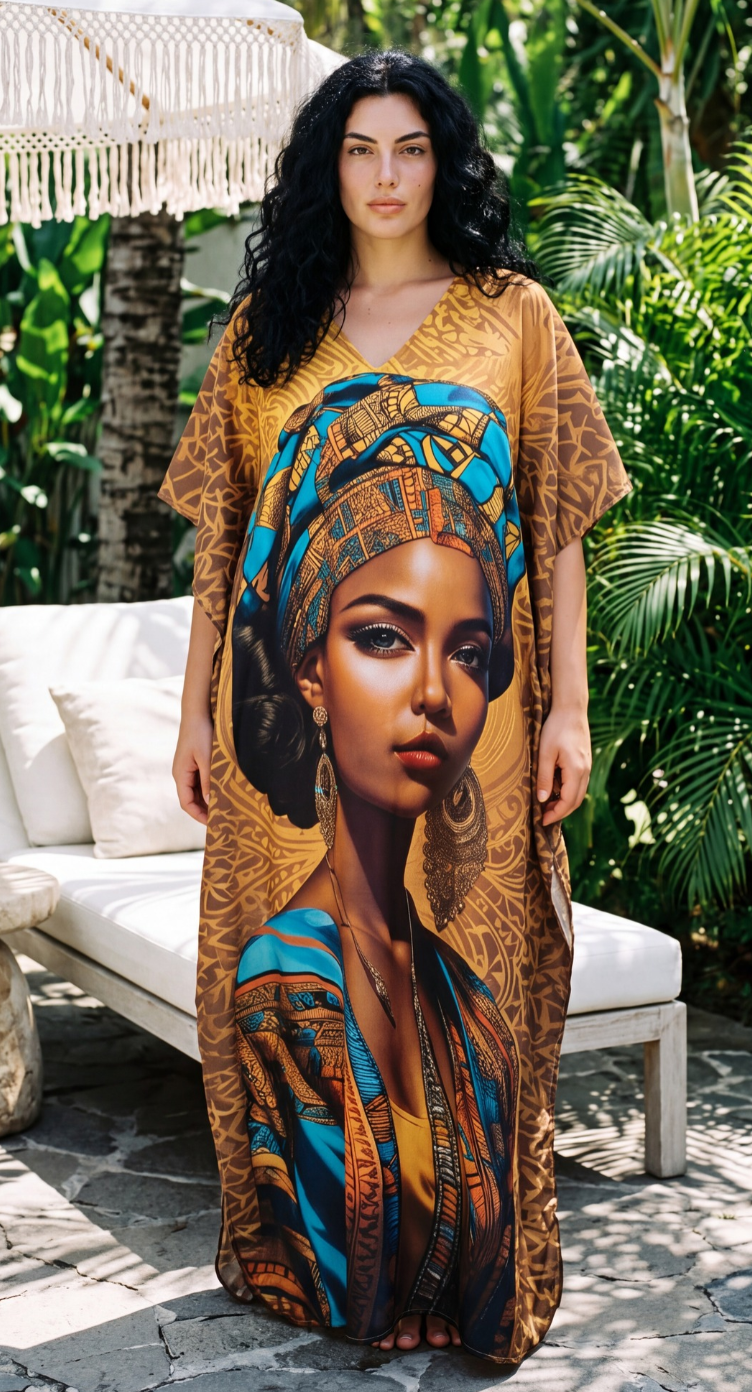 Dark Mustard African Women Print Plus Size Kaftan for Women 1X-3X | GypsieBlu