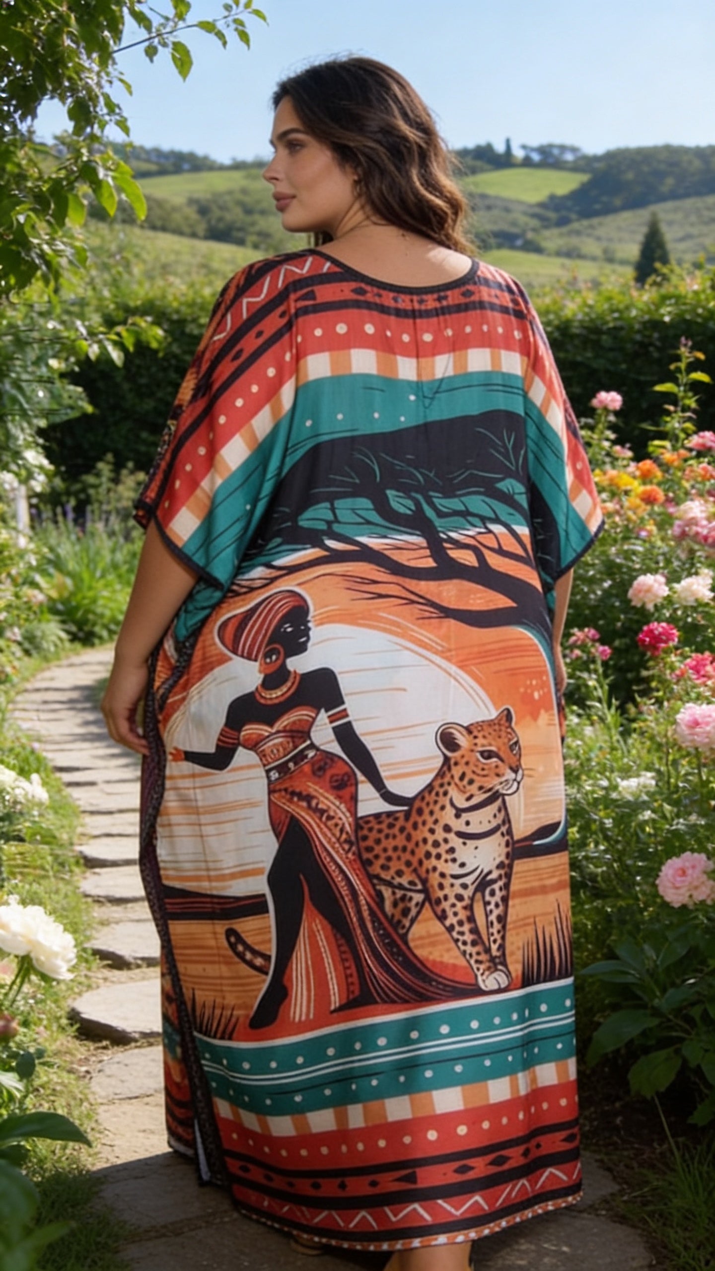 Rust African Satin Women Plus Size Kaftan Maxi Dress