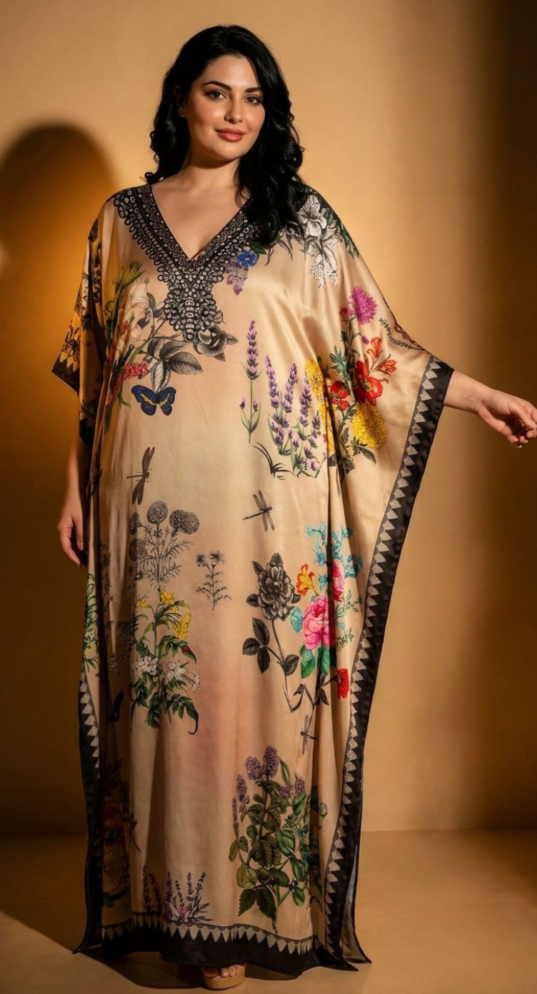 Beige Kaftan Dress Plus Size for Women
