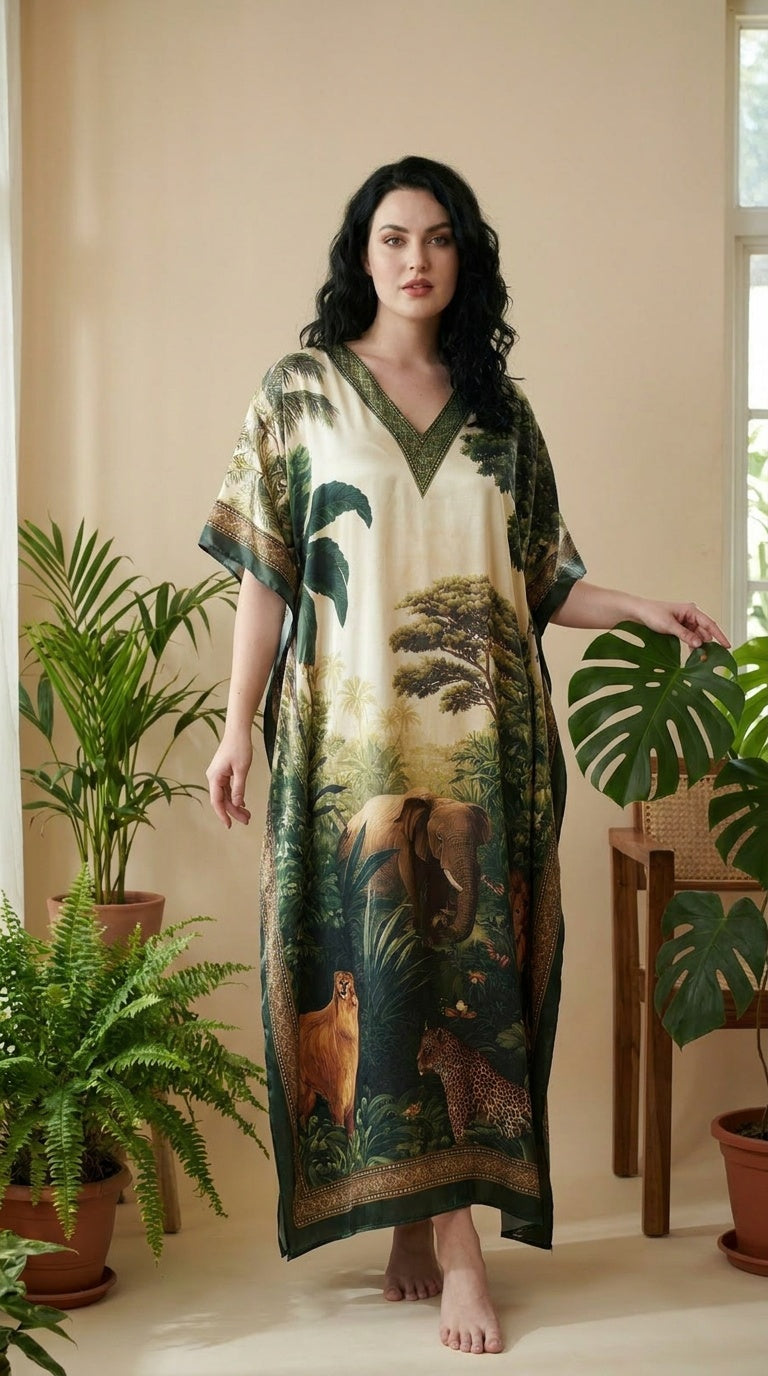 Satin Women Plus Size Kaftan Dress