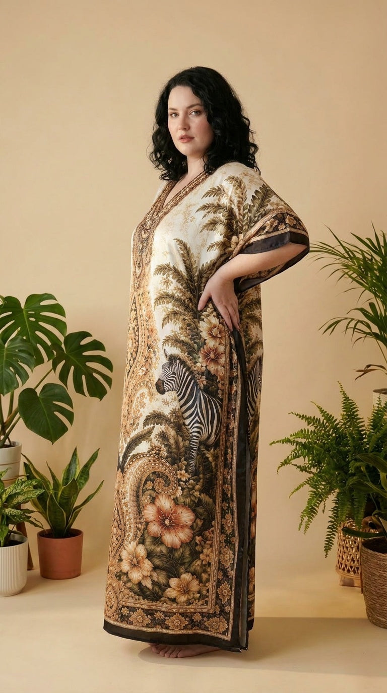 Satin Women Plus Size Kaftan Dress