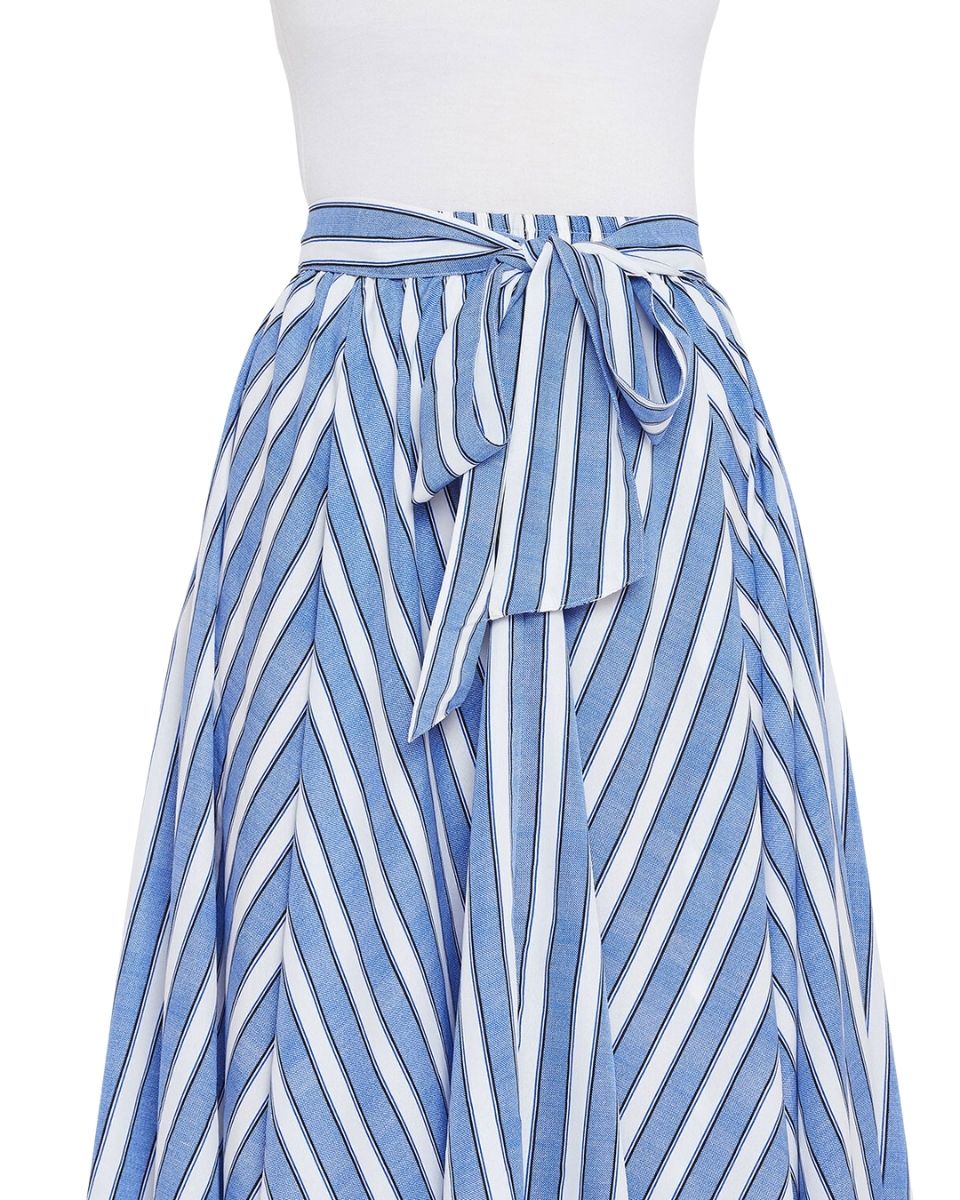 Stripe Printed Blue Rayon Skirt For Women