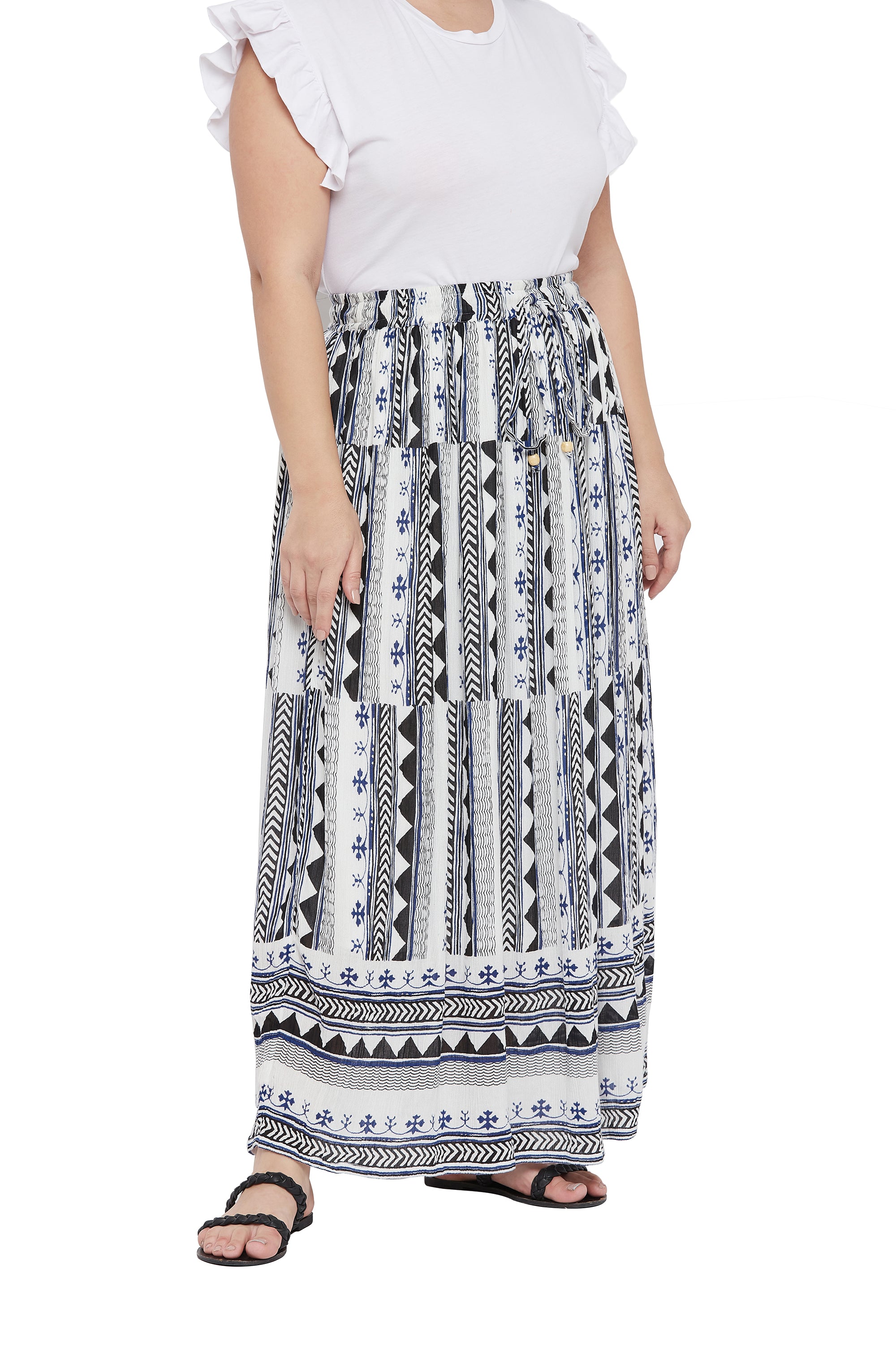 Gypsie Blu Geometric Casual Maxi Length Skirt for Women