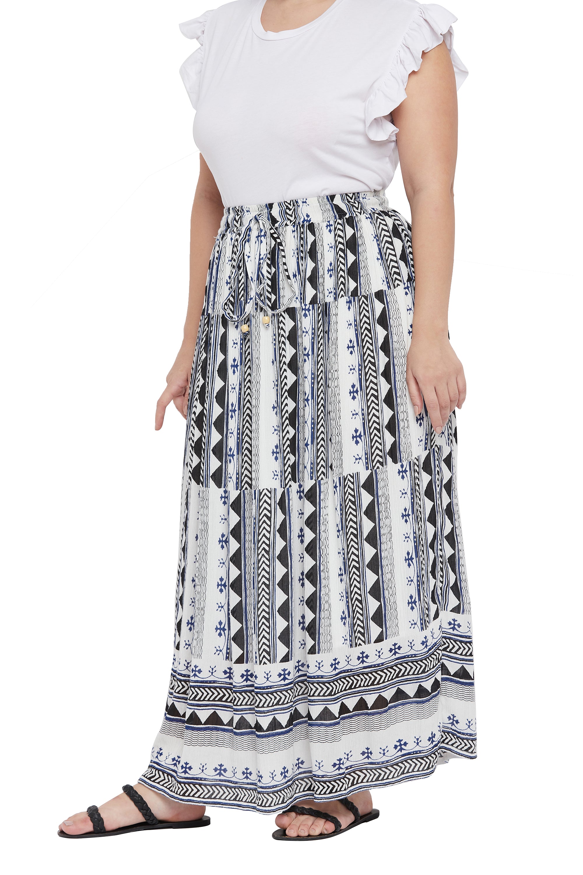 Gypsie Blu Geometric Casual Maxi Length Skirt for Women