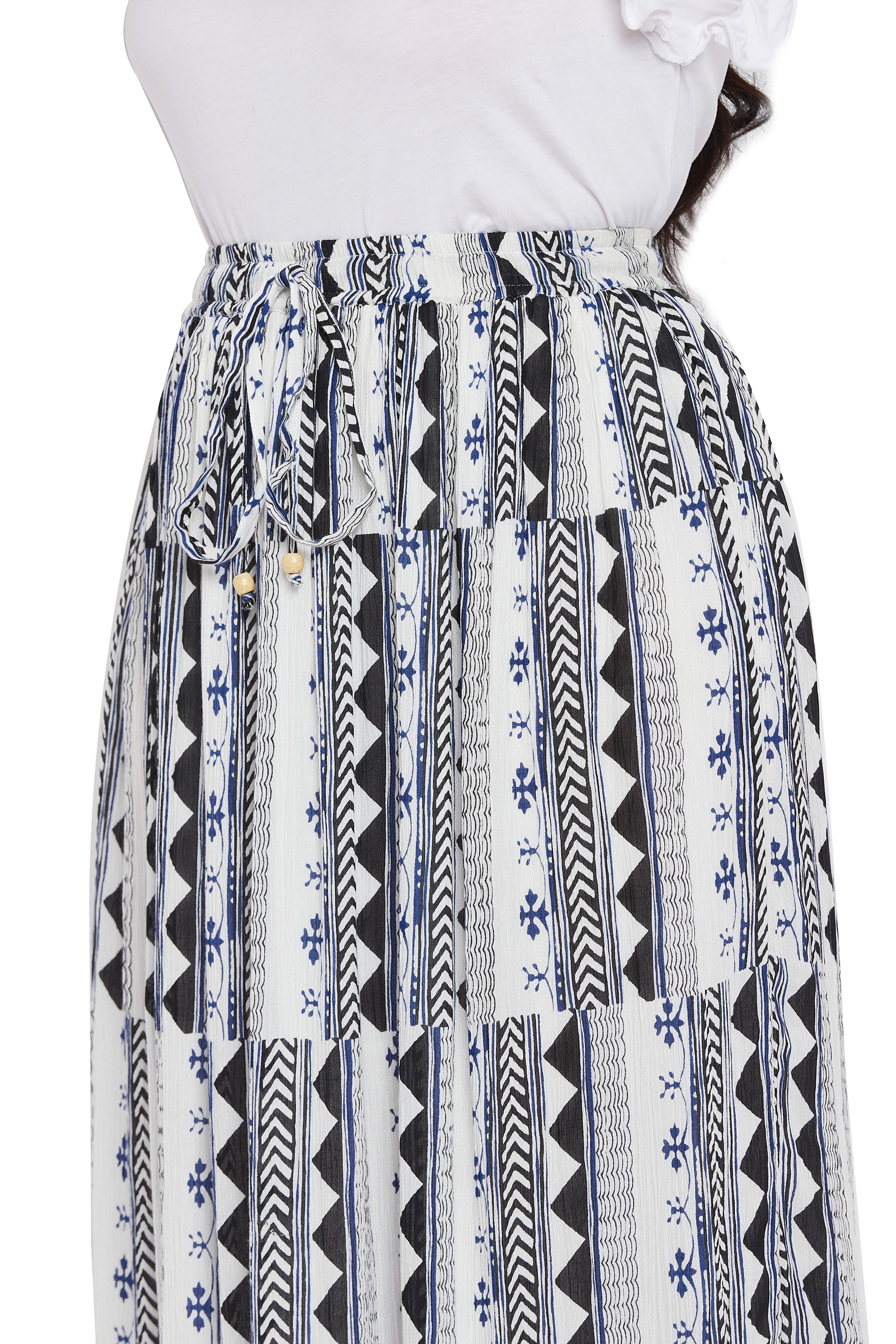 Gypsie Blu Geometric Casual Maxi Length Skirt for Women