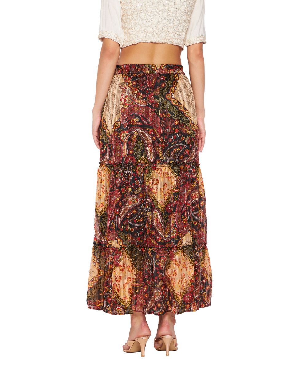 Multicolor Chiffon Pleated Beach Party Skirt For Women