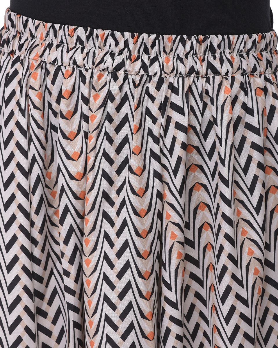 Multicolor Abstract Polyester Long Skirt For Women