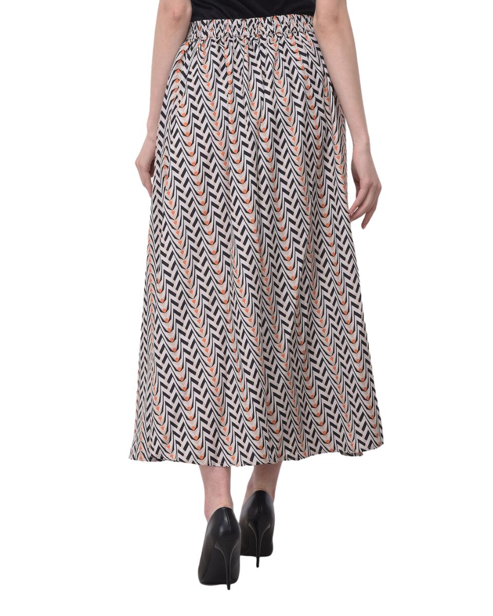 Multicolor Abstract Polyester Long Skirt For Women