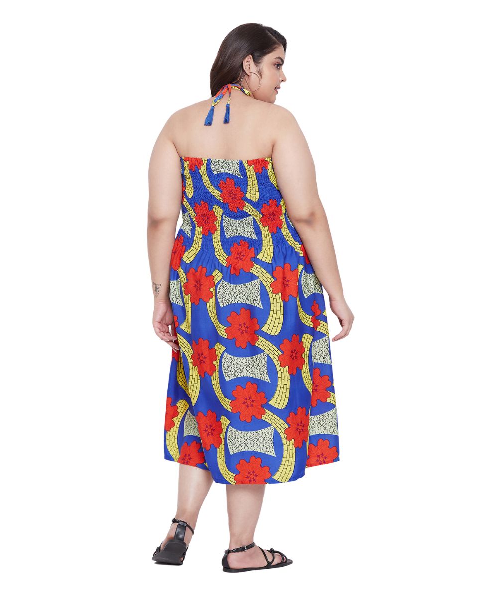 Floral Polyester Party Wear Plus Size Tube Dress For Women