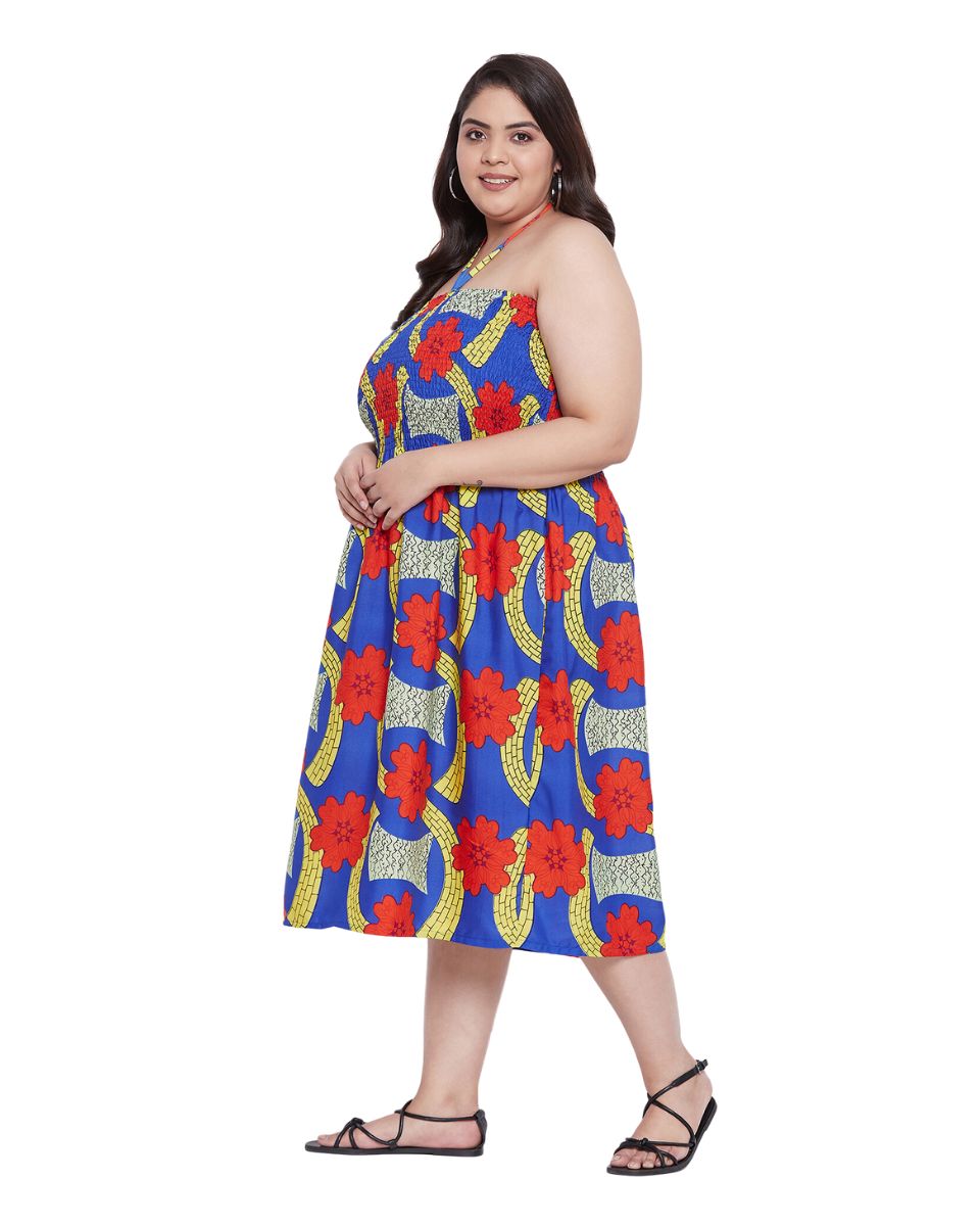 Floral Polyester Party Wear Plus Size Tube Dress For Women