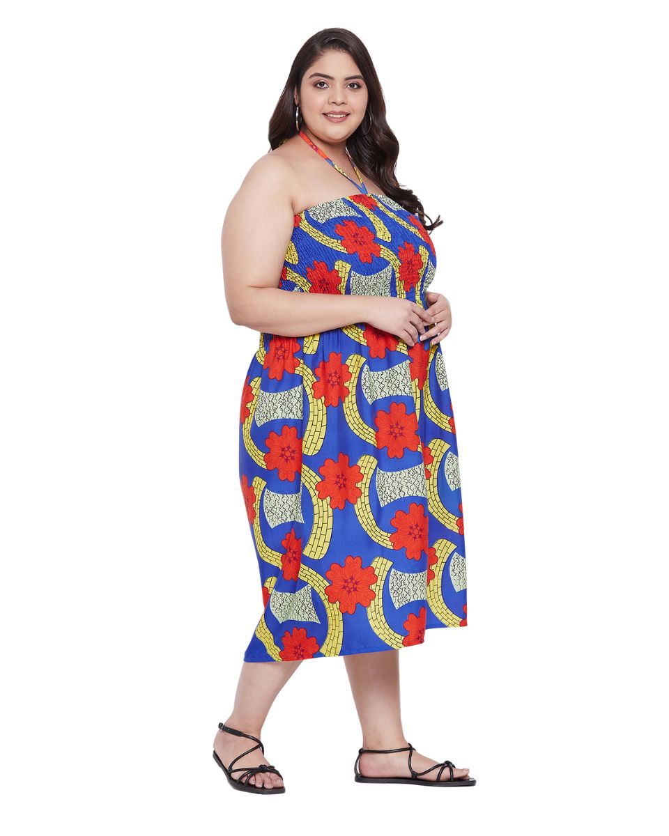 Floral Polyester Party Wear Plus Size Tube Dress For Women