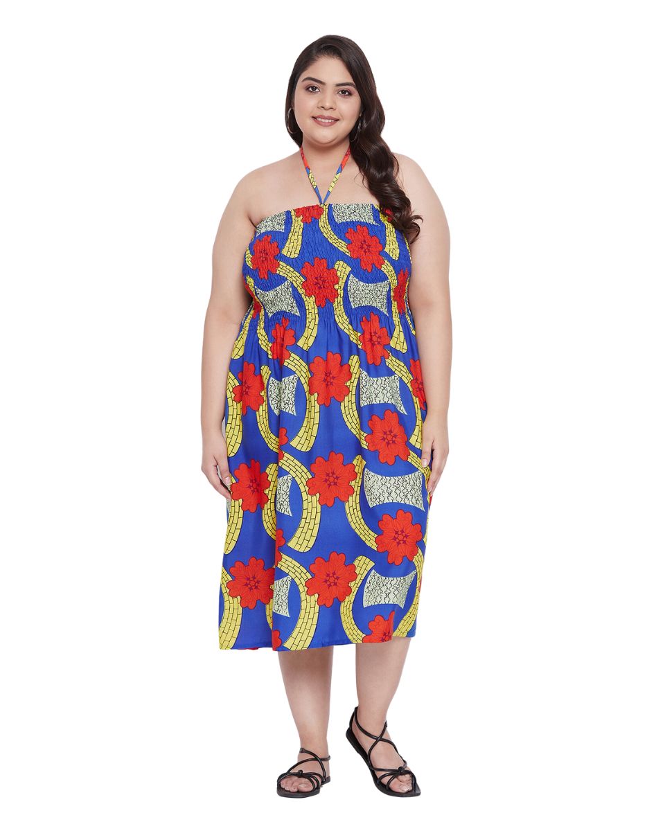 Floral Polyester Party Wear Plus Size Tube Dress For Women