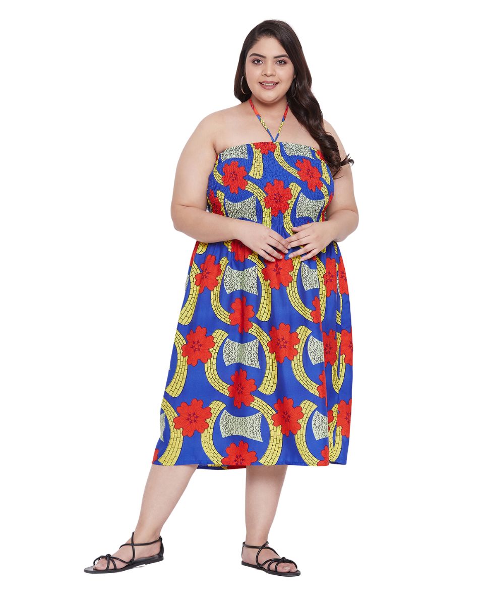 Floral Polyester Party Wear Plus Size Tube Dress For Women