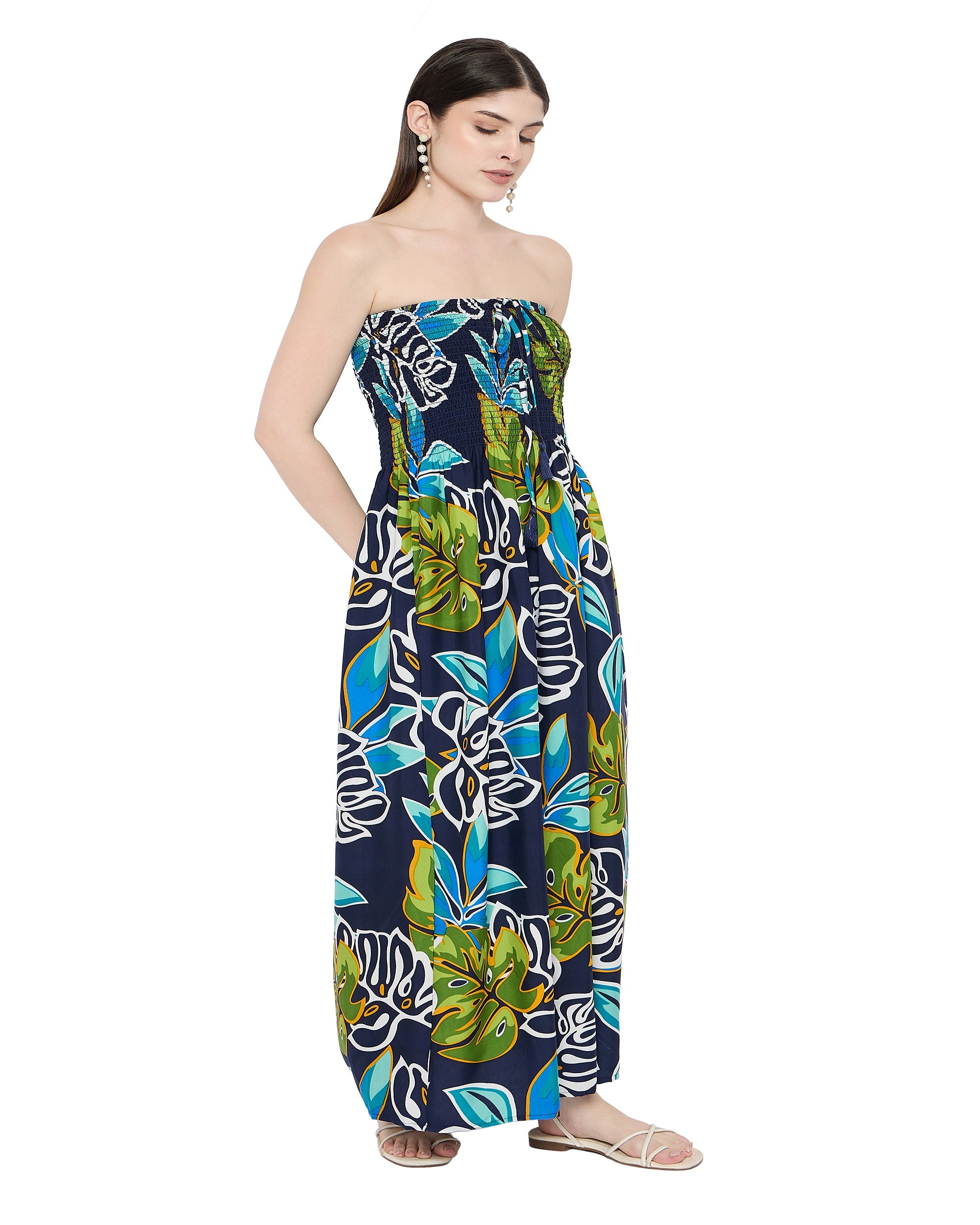 Floral Trendy Women Sleeveless Tube Dress for Summer