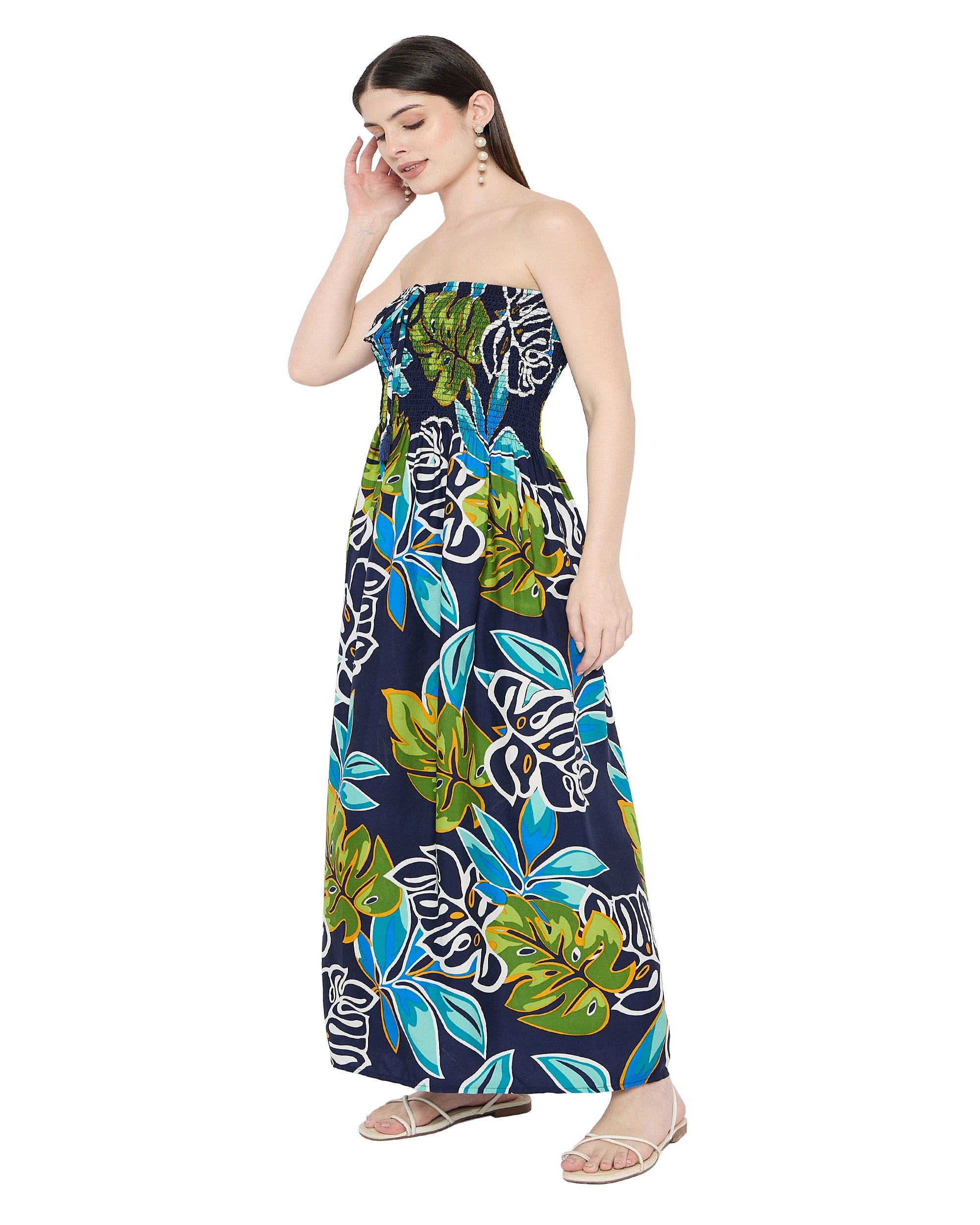 Floral Trendy Women Sleeveless Tube Dress for Summer