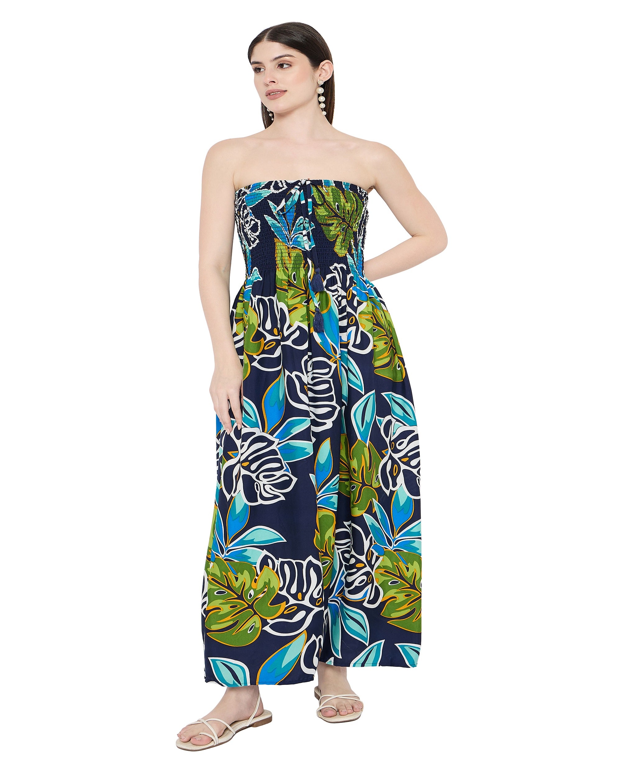 Floral Trendy Women Sleeveless Tube Dress for Summer