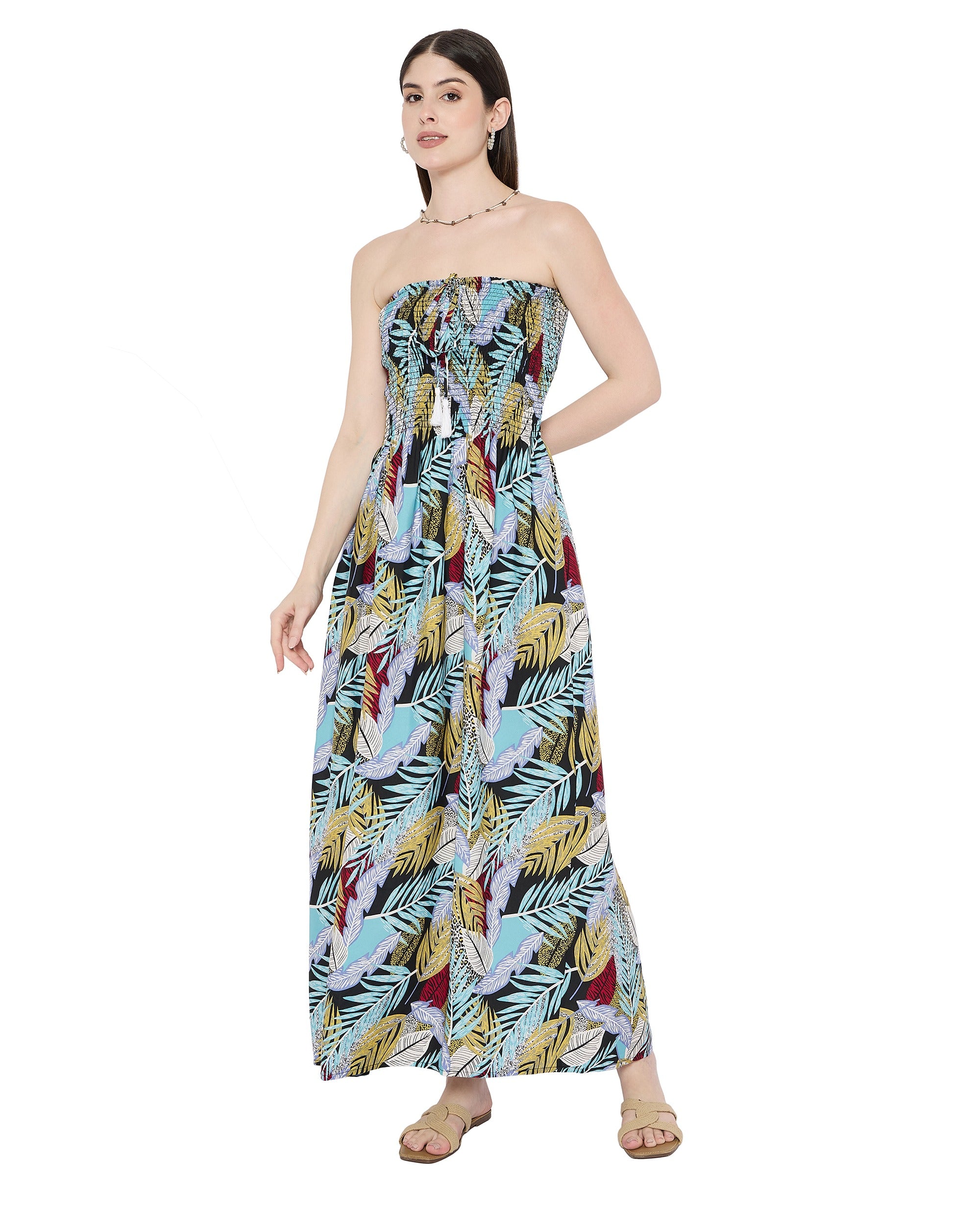 Multicolor Leaf polyester Women Sleeveless Dress for Cocktail Parties