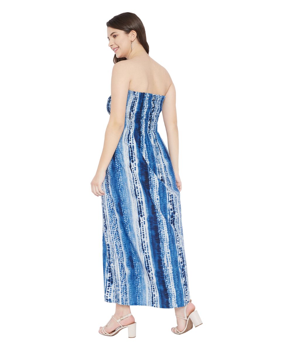 Navy Blue Drawstring Sleeveless Pool Party Dress For Women