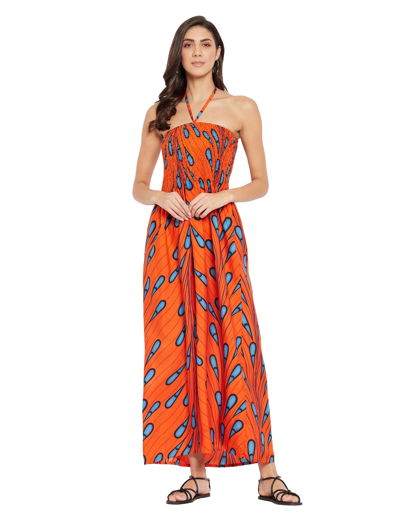 Gypsie Blu Polyester Orange long Tube dress for Women