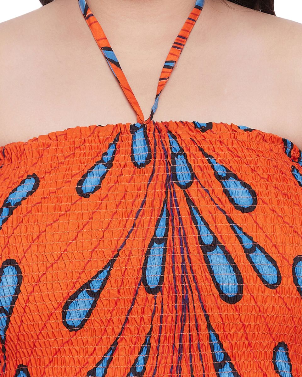 Orange Leaf Polyester Tube Dress for Women S-XL | GypsieBlu