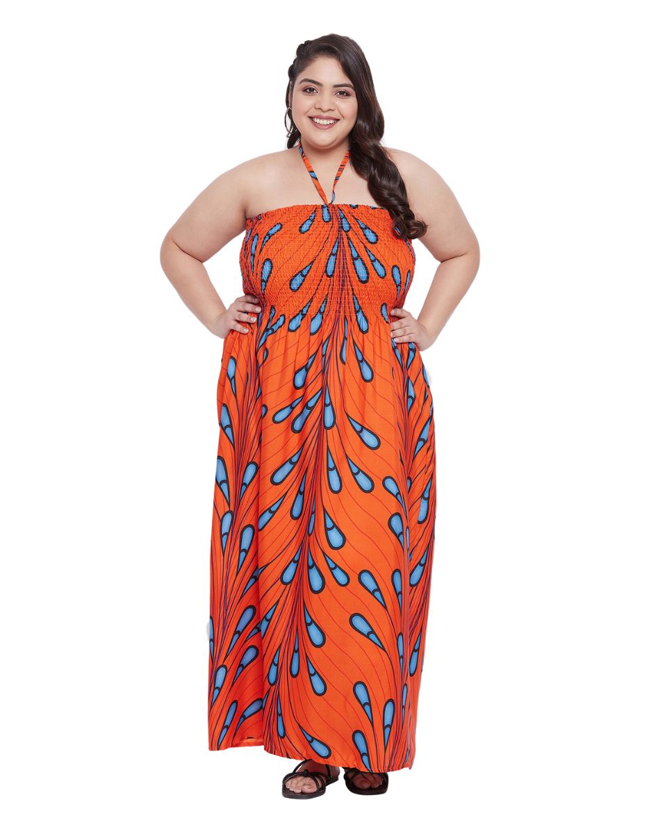 Orange Leaf Polyester Tube Dress for Women S-XL | GypsieBlu