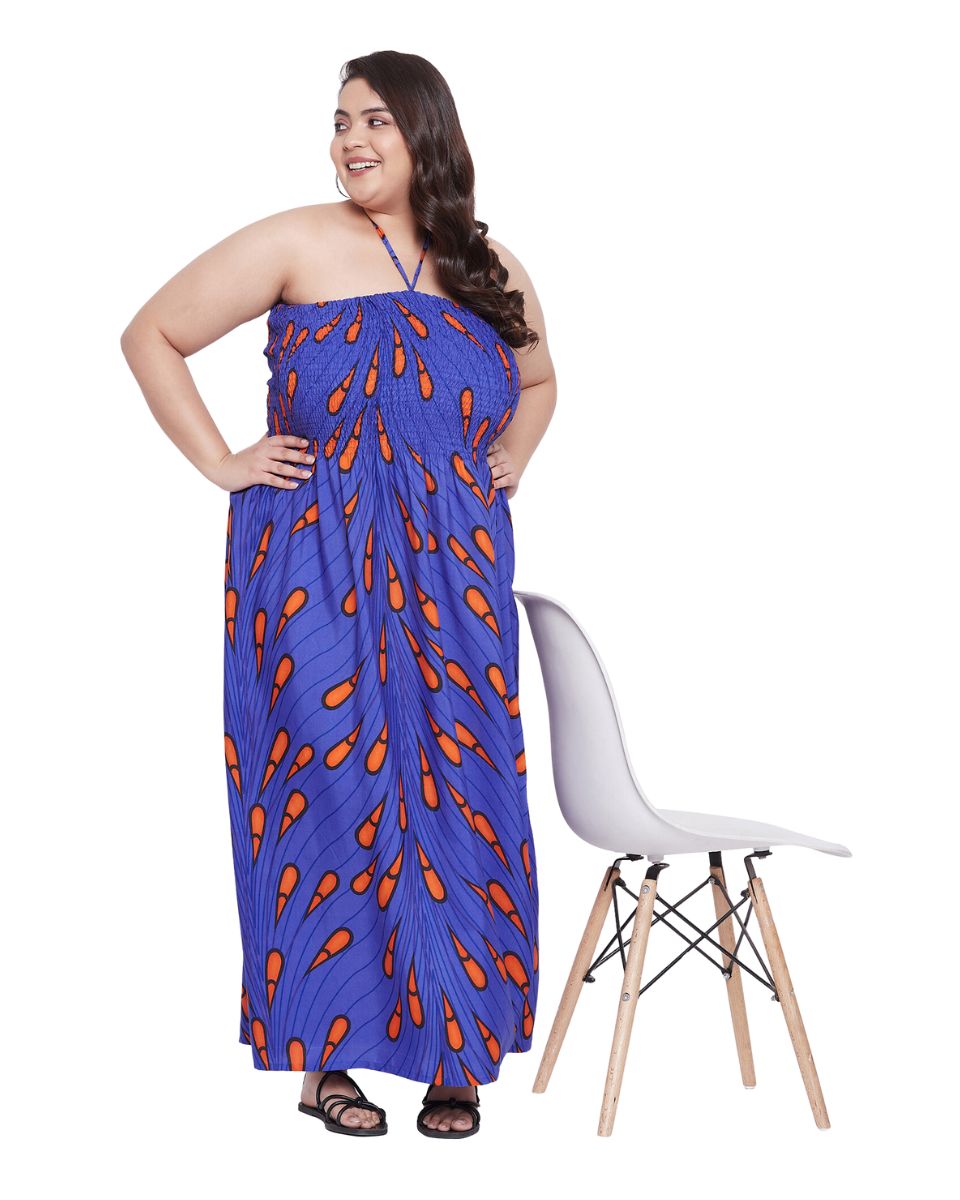 Blue Plus Size Long Tube Dress For Women