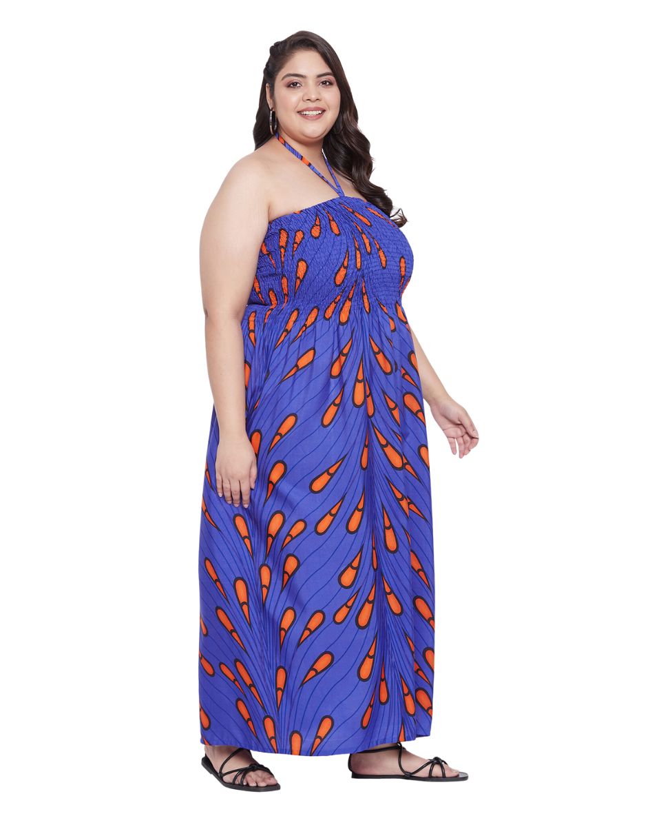 Blue Plus Size Long Tube Dress For Women