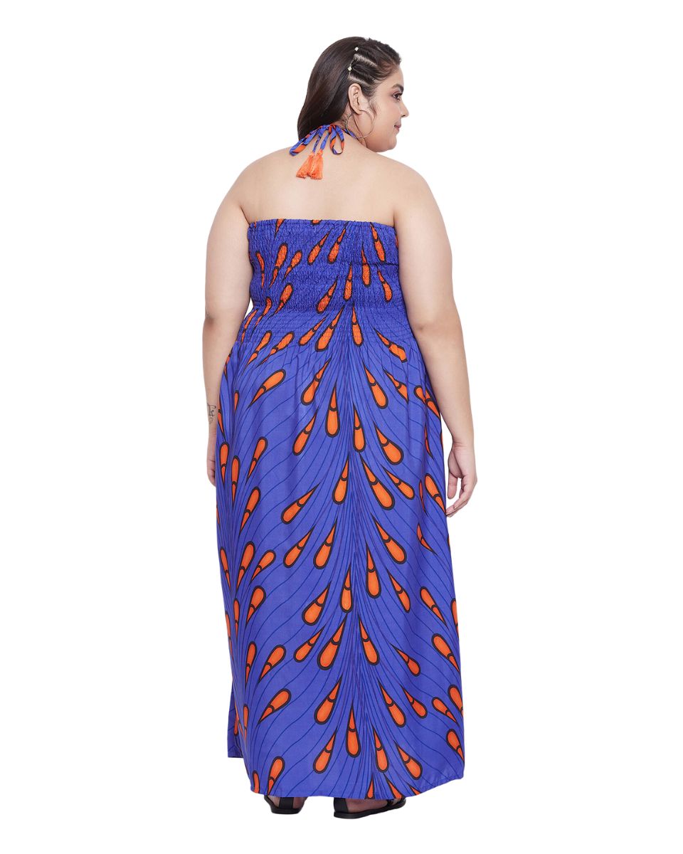 Blue Plus Size Long Tube Dress For Women