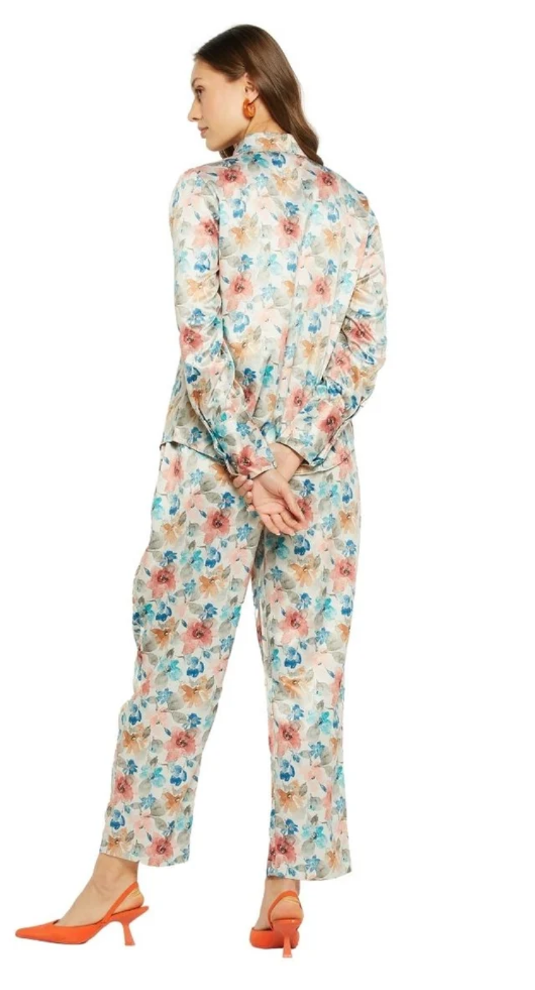 Multicolor Floral Satin Co-ord Set for Women S-2XL | GypsieBlu