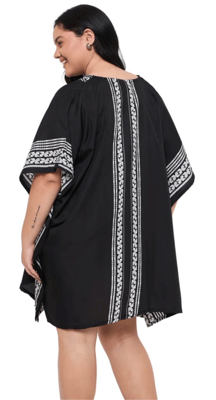 Black Tribal Trim Polyester Plus Size Tunic for Women 1X-3X | GypsieBlu