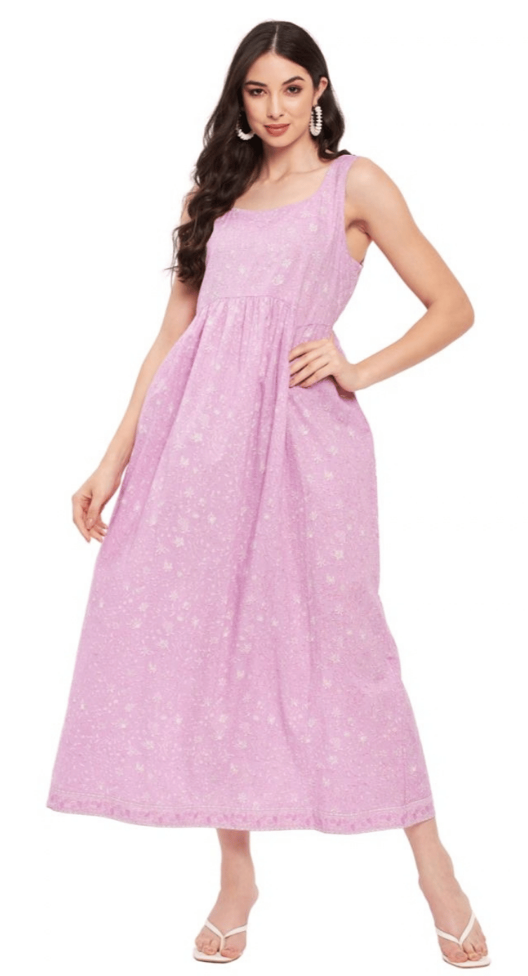 Lavender Pink Floral Cotton Dress for Women S-XL | GypsieBlu