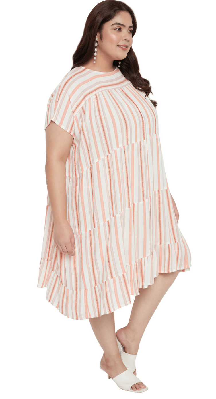 White Striped Cotton Tunic Top for Women S-XL — view 4
