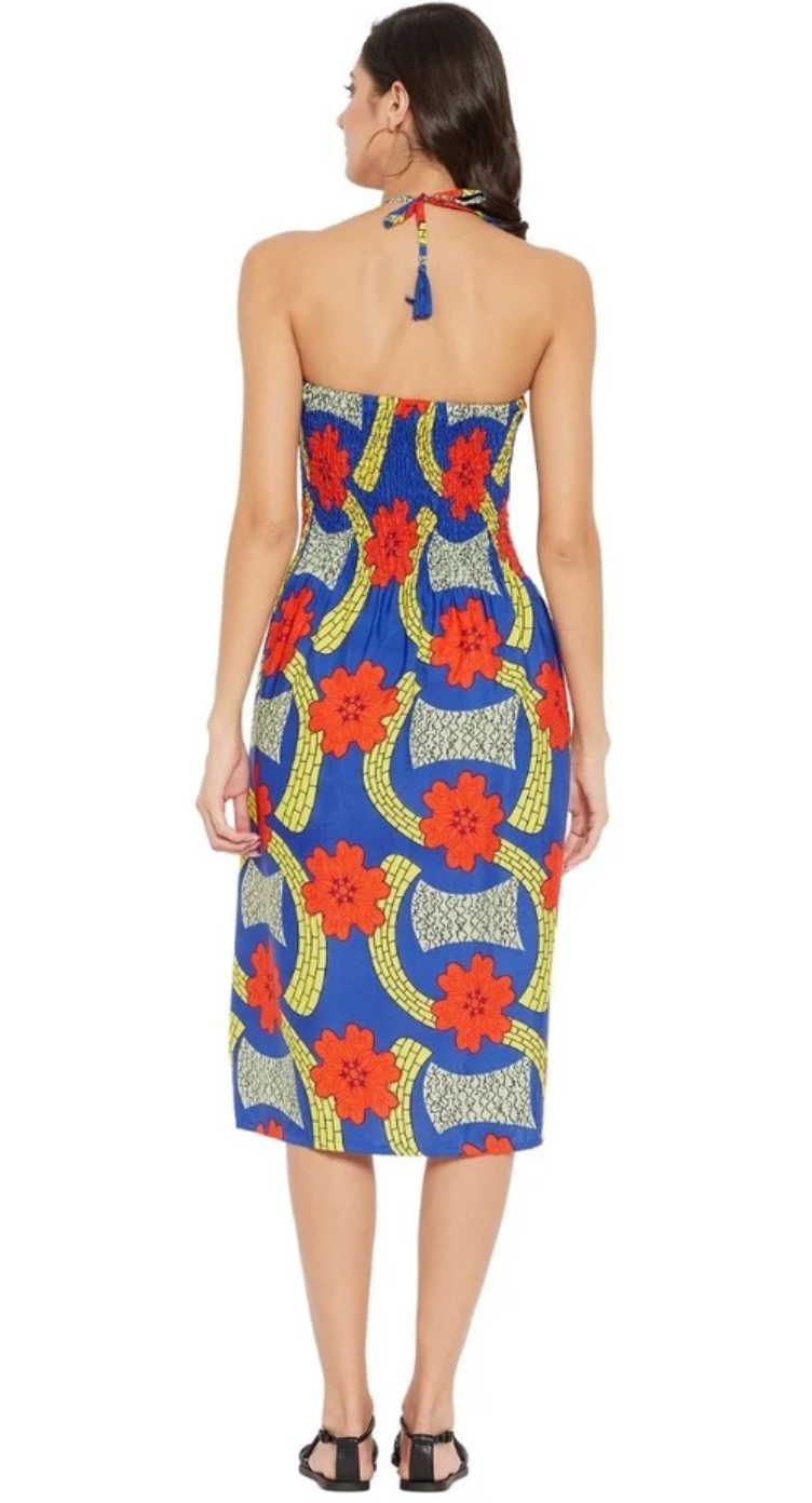 Blue Floral Polyester Tube Dress for Women S-XL | GypsieBlu