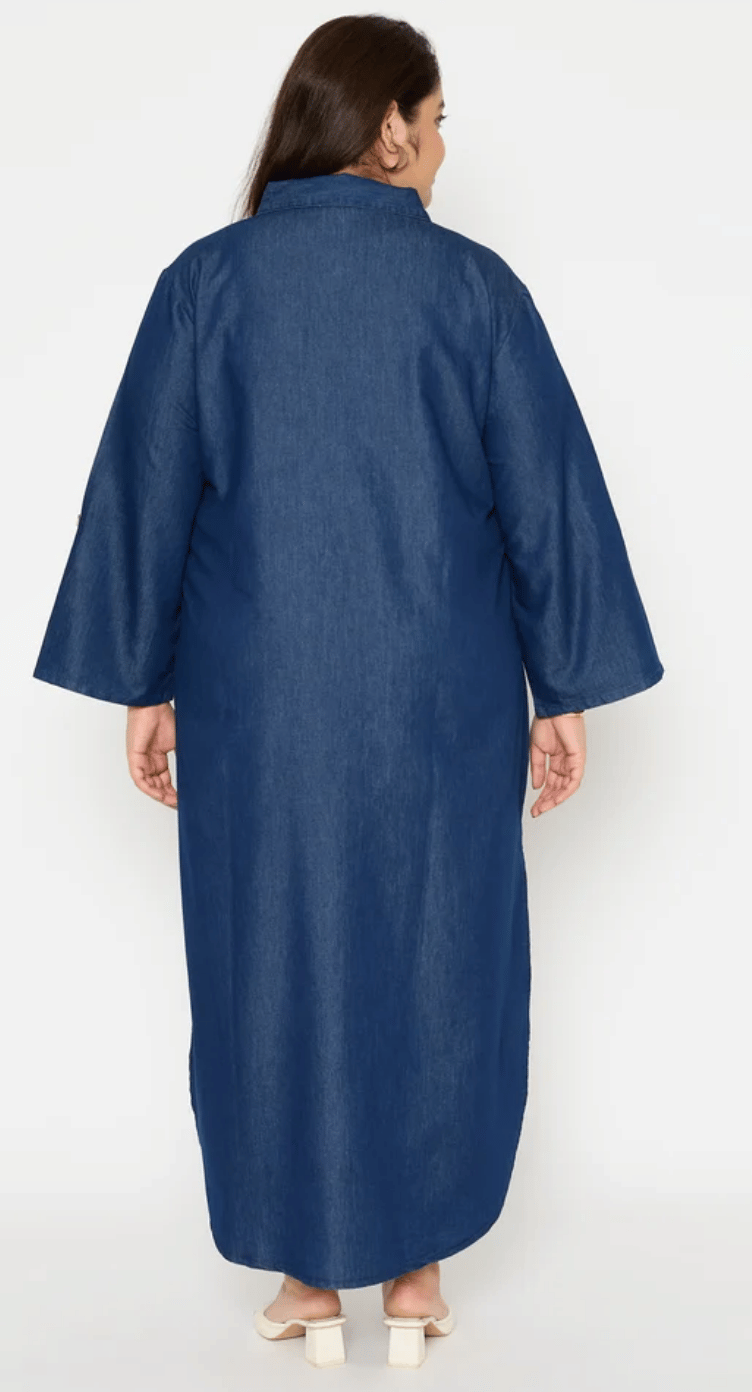 Dark Blue Denim Plus Size Maxi Dress for Women 1X-3X | GypsieBlu