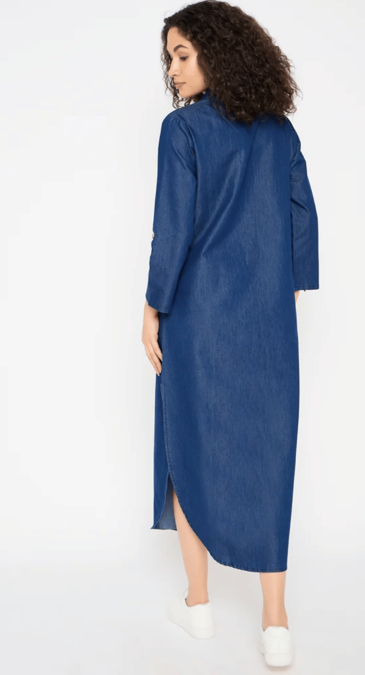 Blue Denim Maxi Dress for Women S-XL 3/4 Sleeve | GypsieBlu