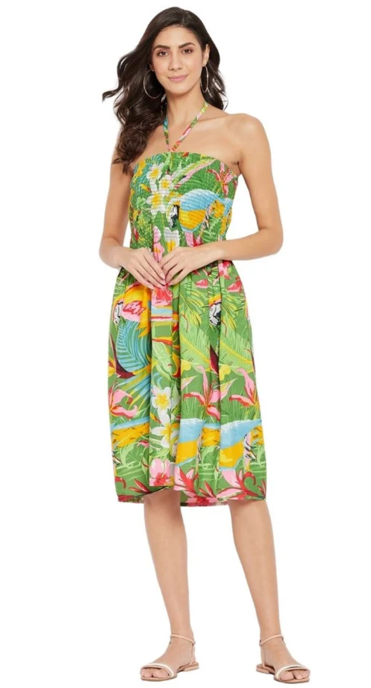 Multicolor Tropical Jungle Polyester Tube Dress for Women S-XL Sleeveless | GypsieBlu