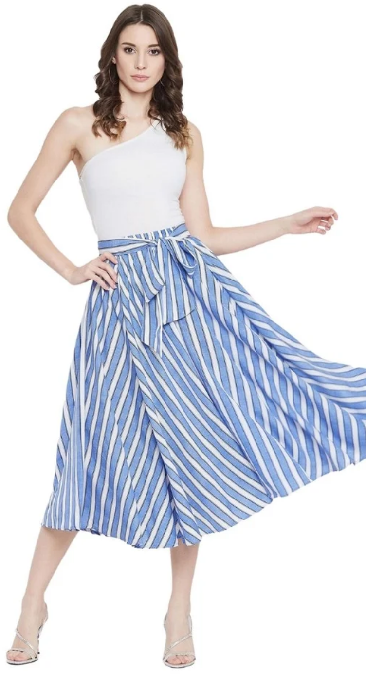 Blue Striped Rayon Skirt for Women S-XL | GypsieBlu