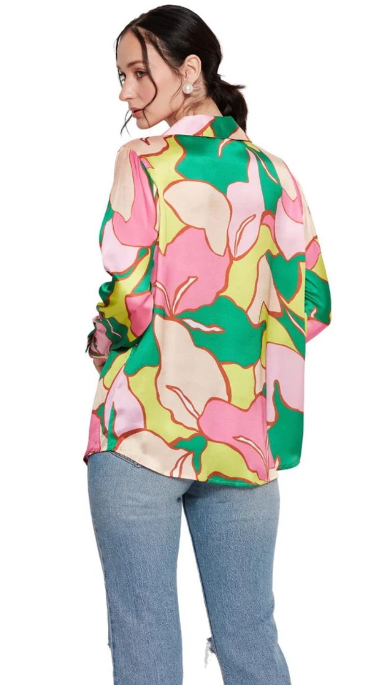 Multicolor Floral Satin Shirt for Women S-XL | GypsieBlu