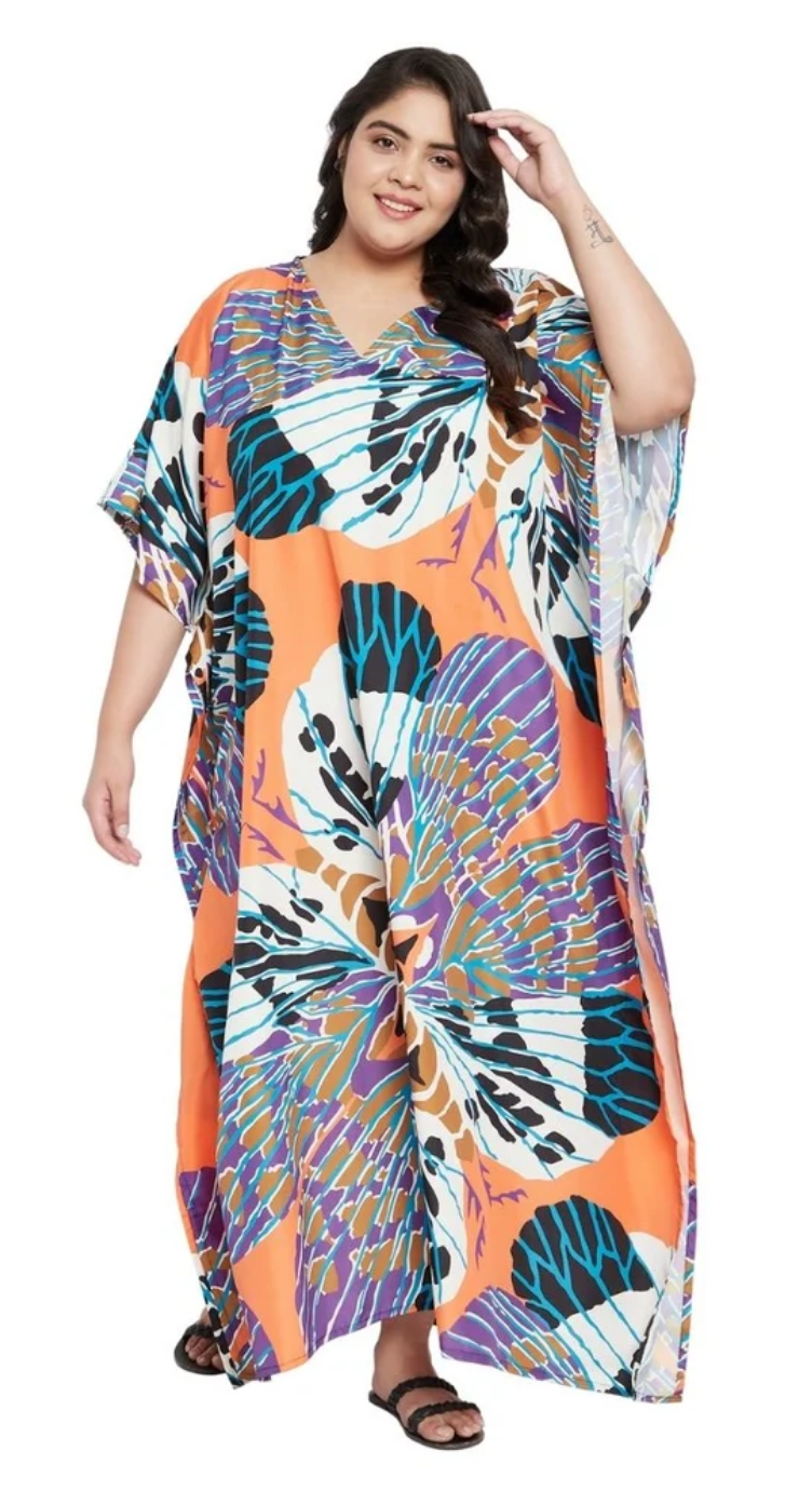 Multicolor Abstract Butterfly Plus Size Kaftan for Women 1X-3X | GypsieBlu