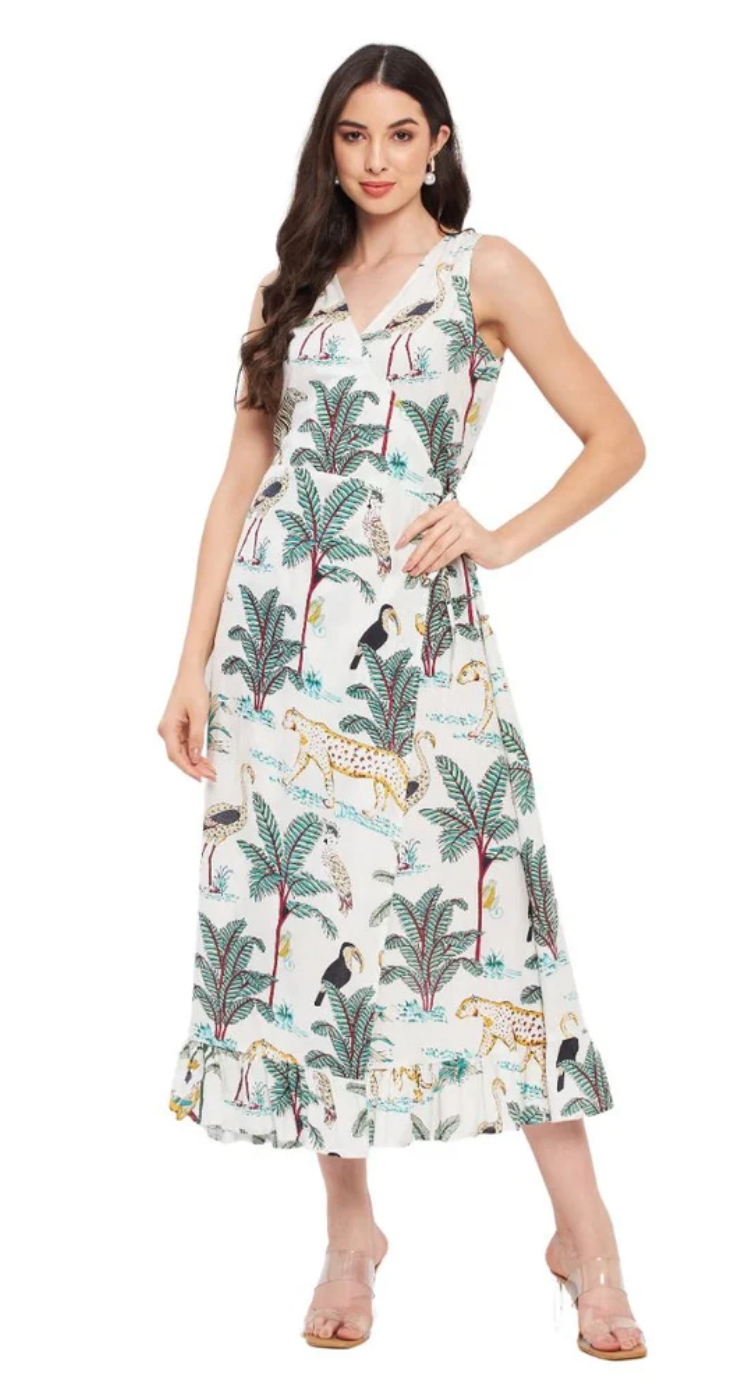White Tropical Cotton Maxi Dress for Women S-XL | GypsieBlu